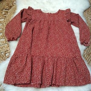 Zara Maroon  and Beige Textured Long Sleeve DressbSize 4-5